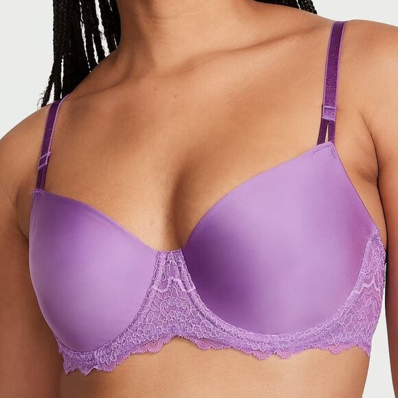 36DDD Victorias Secret Dream Angels Push Up Without Padding Bra Purple Smooth - Picture 3 of 9